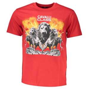 Cavalli Class Red Cotton Men T-Shirt