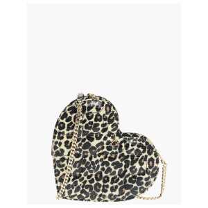 Dsquared² Animal Patterned Leather Heart-shaped Clutch