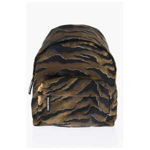 Dsquared² Animal Patterned Fabric Backpack with Leather Trims