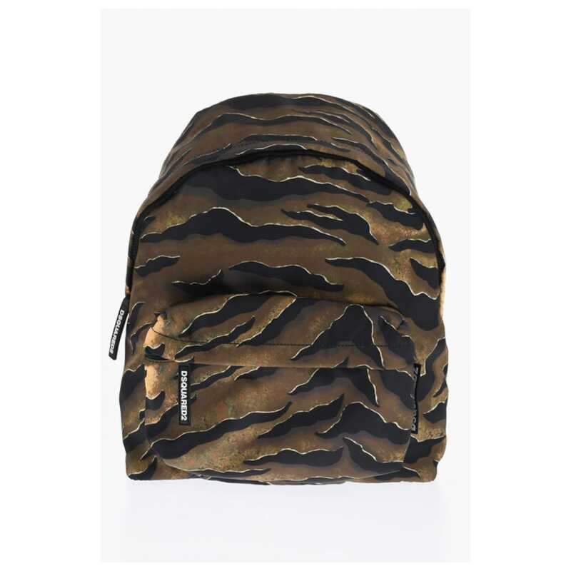 Dsquared² Animal Patterned Fabric Backpack with Leather Trims, theFeinheit