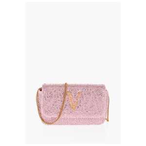 Versace Rhinestone Shoulder Bag with Golden-Effect Monogram