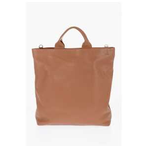 Jil Sander Textured Leather Tote Bag with Tape Shoulder Strap