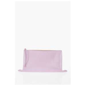 Jil Sander Craquelé Leather Clutch with Zip Closure