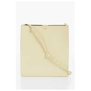 Jil Sander Leather Slim TANGLE Shoulder Bag with Woven Shoulder Strap