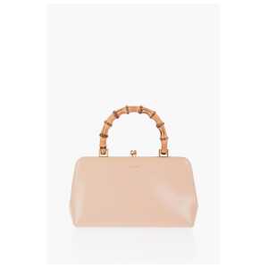 Jil Sander Bamboo Handle Leather Handbag with Clip Clap Closure