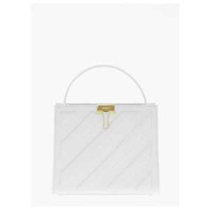 Off-White Leather CROSS Tote Bag with Golden Details