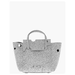 Off-White Marble Effect Leather BURROW Tote Bag