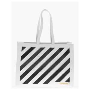 Off-White Leather DIAG HYBRID Tote Bag with Removable Shoulder Strap
