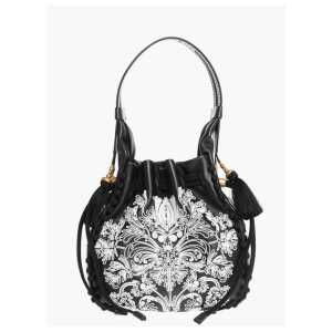 Dior Embroidered Leather Bucket Bag with Tassels