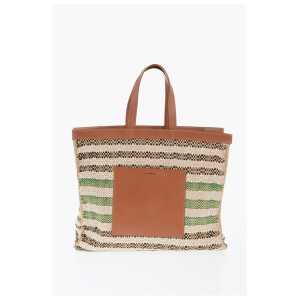 Jil Sander Raffia Tote Bag With Leather Details