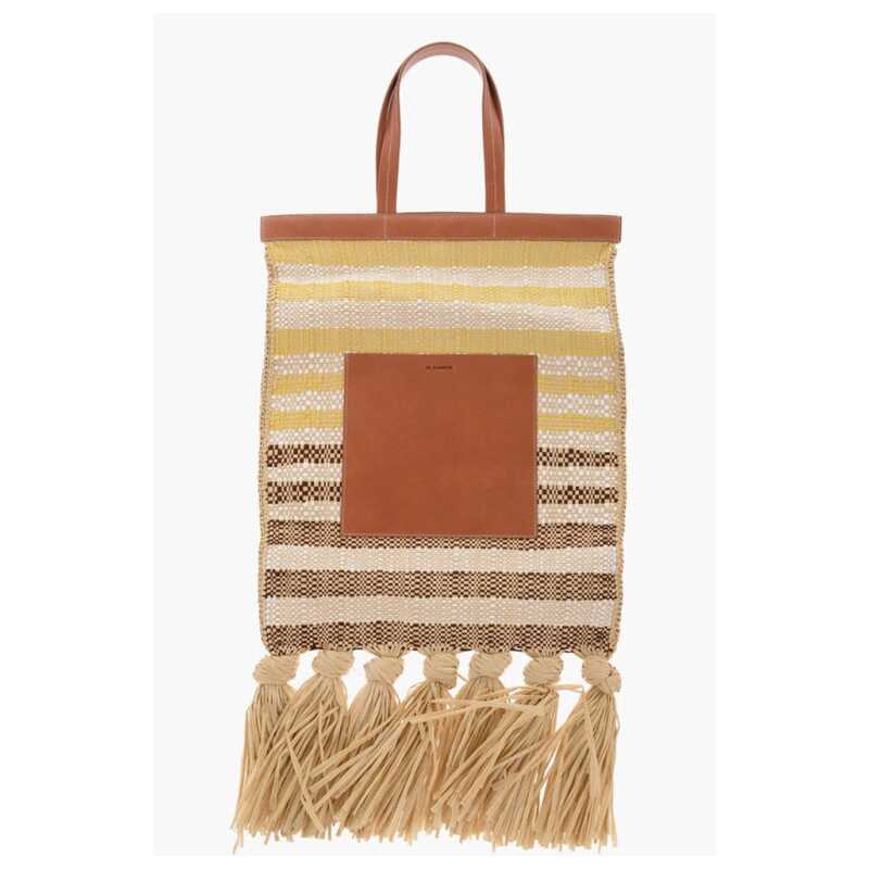 Jil Sander Raffia SUNFLOWER Tote Bag With Leather Details, theFeinheit