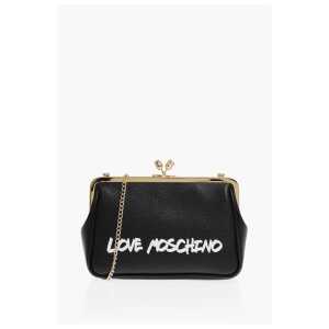 Moschino LOVE Solid Color Handbag with Printed Logo and Removable Cha
