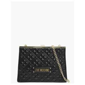 Moschino LOVE Quilted Faux Leather Shoulder Bag with Golden Details