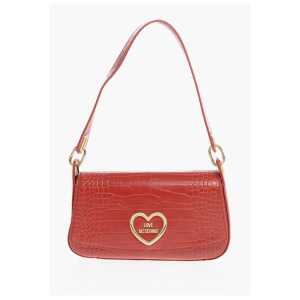Moschino LOVE Crocodile Effect Faux Leather Shoulder Bag