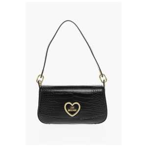 Moschino LOVE Crocodile Effect Faux Leather Shoulder Bag