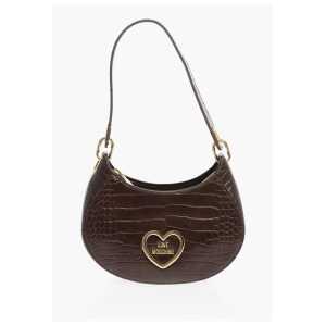 Moschino LOVE Crocodile Effect Faux Leather Hobo Bag