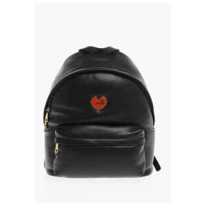 Moschino LOVE Faux Leather Backpack with Metal Heart