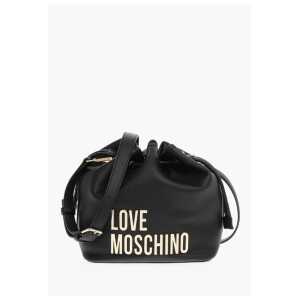 Moschino LOVE Faux Leather Bucket Bag with Golden Maxi Logo