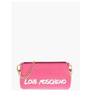 Moschino LOVE Textured Leather Shoulder Bag with Graffiti Logo-Print