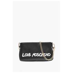 Moschino LOVE Textured Leather Shoulder Bag with Graffiti-Print