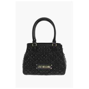 Moschino LOVE Quilted Faux Leather Hand Bag with Embossed Logos