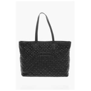 Moschino LOVE Quilted Faux Leather Tote Bag with Metal Logo