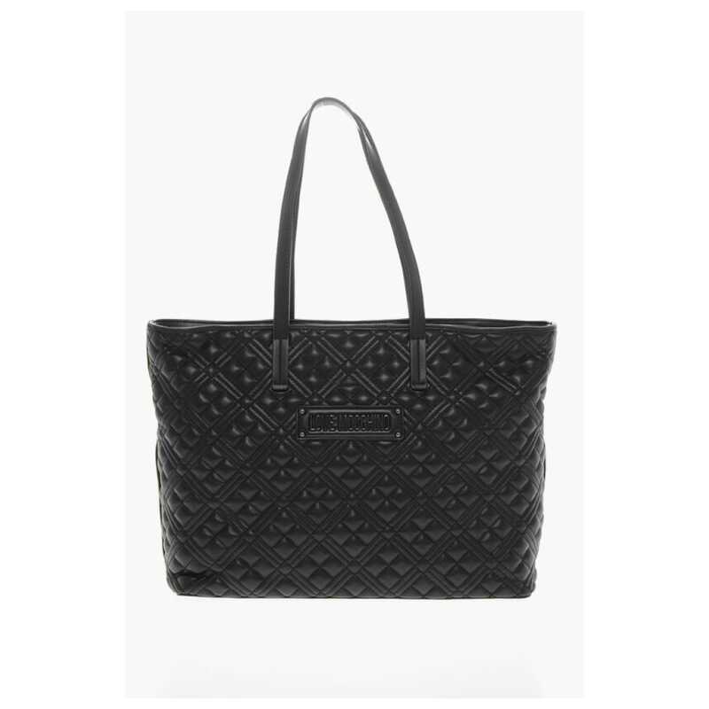 Moschino LOVE Quilted Faux Leather Tote Bag with Metal Logo, theFeinheit