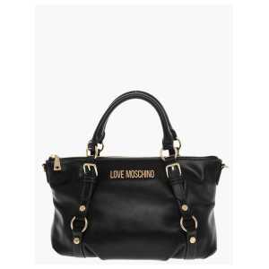 Moschino LOVE Faux Leather Bag with Removable Shoulder Strap and Gold