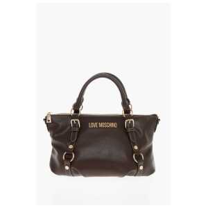 Moschino LOVE Faux Leather Hande Bag With Golden Logo