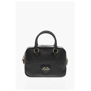 Moschino LOVE Saffiano Faux Leather Bag with Gold-colored Metal Logo