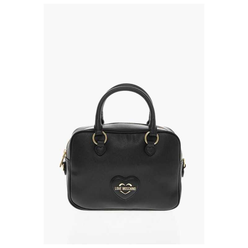 Moschino LOVE Saffiano Faux Leather Bag with Gold-colored Metal Logo, theFeinheit