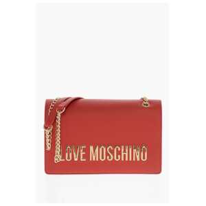 Moschino LOVE Faux Leather Shoulder Bag with Maxi Golden Logo
