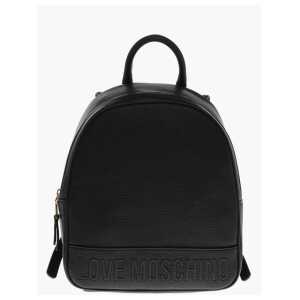 Moschino LOVE Textured Faux Leather Backpack with Embossed Logo