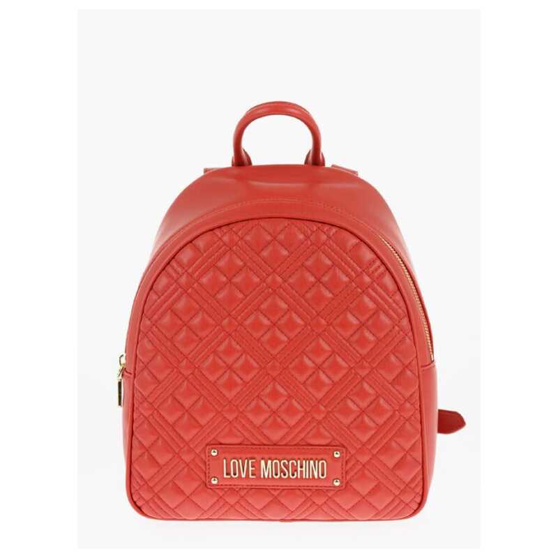 Moschino LOVE Quilted Faux Leather Backpack with Golden Logo, theFeinheit