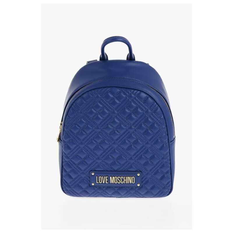 Moschino LOVE Quilted Faux Leather Backpack with Golden Logo, theFeinheit
