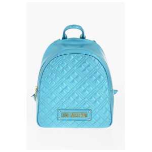 Moschino LOVE Quilted Laminated Faux Leather Backpack