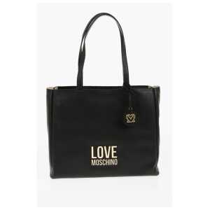 Moschino LOVE Faux Leather Shoulder Bag with Golden Logo