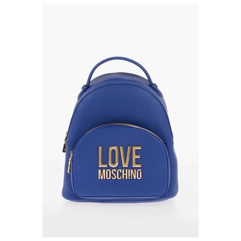 Moschino LOVE Solid Color Faux Leather Backpack with Golden Logo, theFeinheit