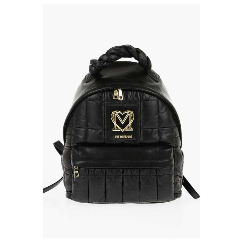 Moschino LOVE Quilted Nylon Backpack with Faux Leather Trims, theFeinheit