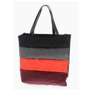 Marni Color Block Leather and Fabric Tote Bag