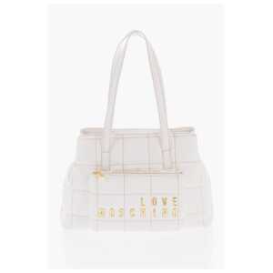 Moschino LOVE Quilted Faux Leather Shoulder Bag with Golden Logo