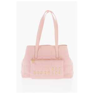 Moschino LOVE Quilted Faux Leather Shoulder Bag with Golden Logo