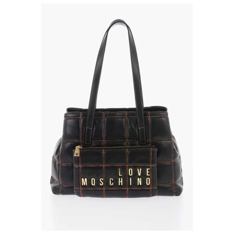 Moschino LOVE Quilted Faux Leather Shoulder Bag with Golden Logo, theFeinheit