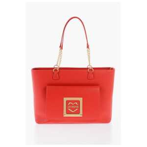 Moschino LOVE Faux Leather Tote Bag with Golden Details