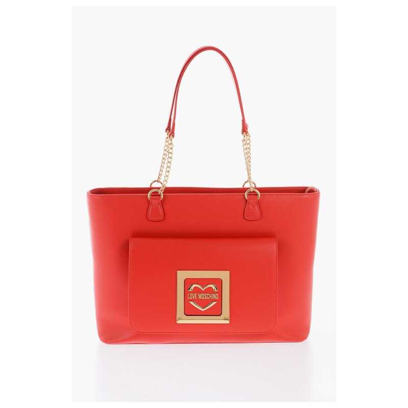 Moschino LOVE Faux Leather Tote Bag with Golden Details, theFeinheit