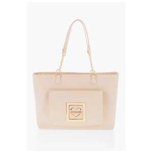 Moschino LOVE Faux Leather Tote Bag with Golden Details