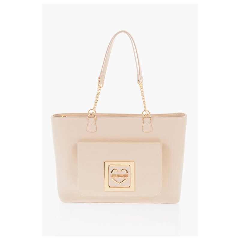 Moschino LOVE Faux Leather Tote Bag with Golden Details, theFeinheit
