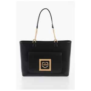 Moschino LOVE Faux Leather Tote Bag with Golden Details
