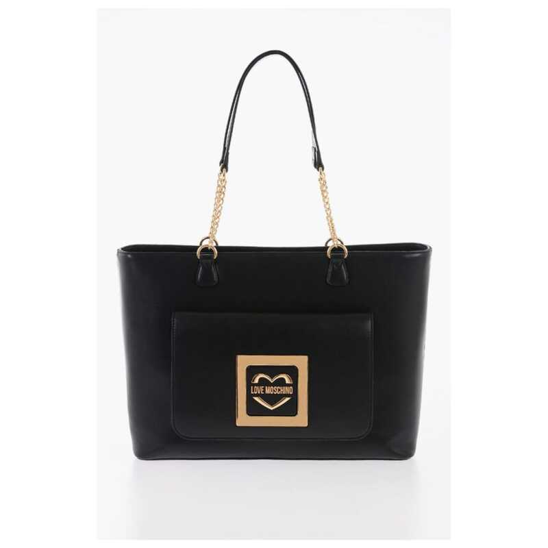 Moschino LOVE Faux Leather Tote Bag with Golden Details, theFeinheit