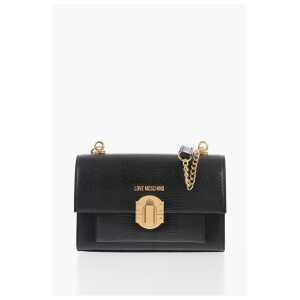 Moschino LOVE Faux Leather Shoulder Bag with Metal Magnetic Closure